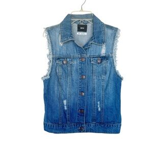 BDG Urban Outfitters Distressed Denim Jean Vest Y2K Layering